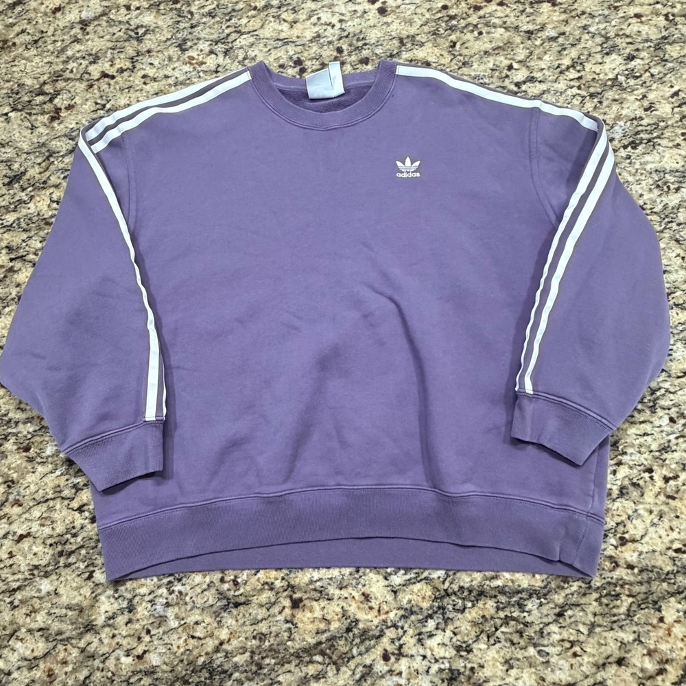 Adidas‎ Originals Womens 3-Stripe Trefoil Sweatshirt Purple Crewneck Size Medium